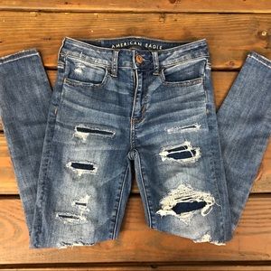 American Eagle Ripped High-Rise Jeggings Stretch